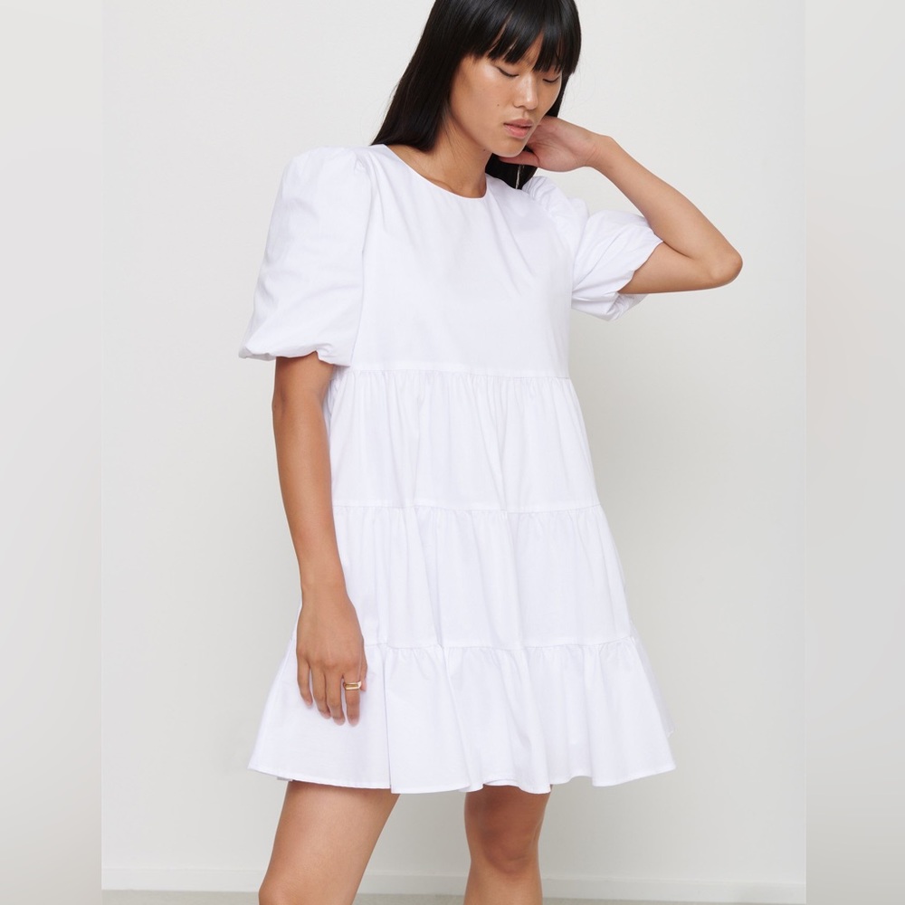 Dynamite Francesca Poplin Trapeze Dress XS White